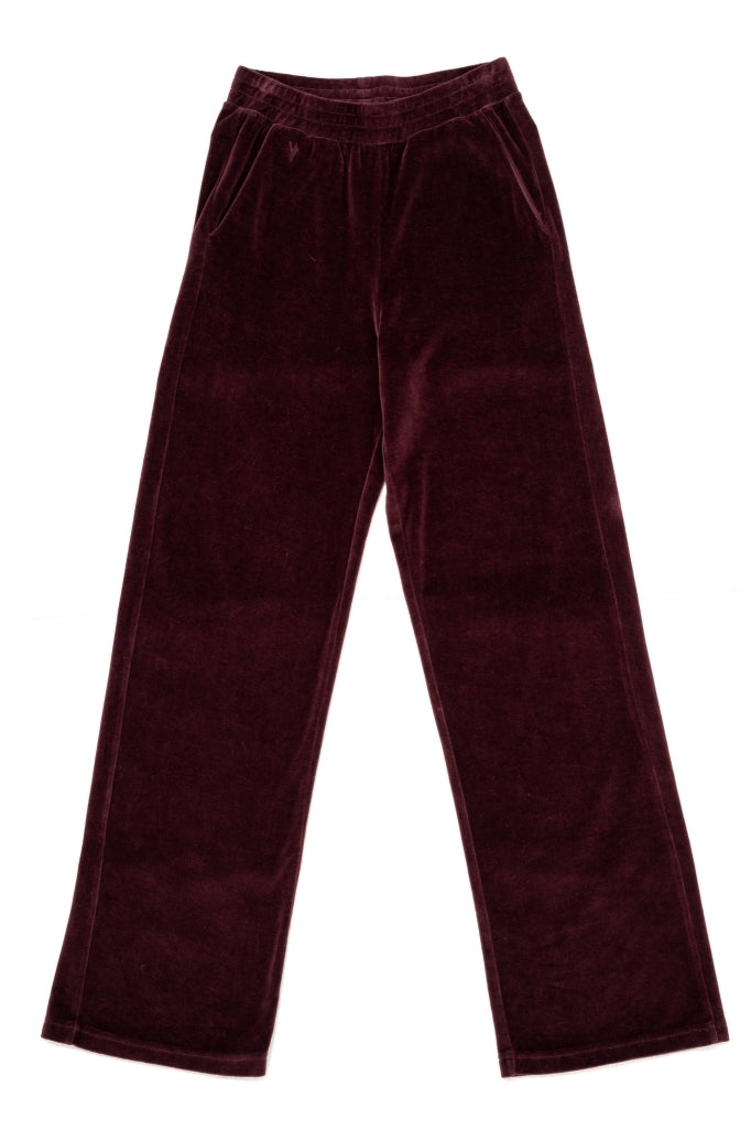 Pantalon JULIETTE bordeaux en velours bio GOTS femme coupe droite large Suny