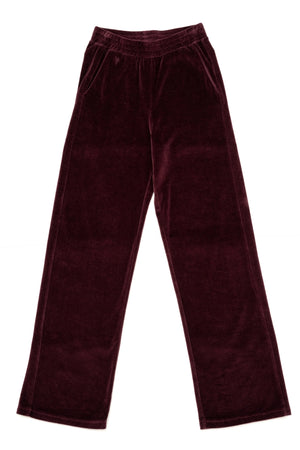 Pantalon JULIETTE bordeaux en velours bio GOTS femme coupe droite large Suny