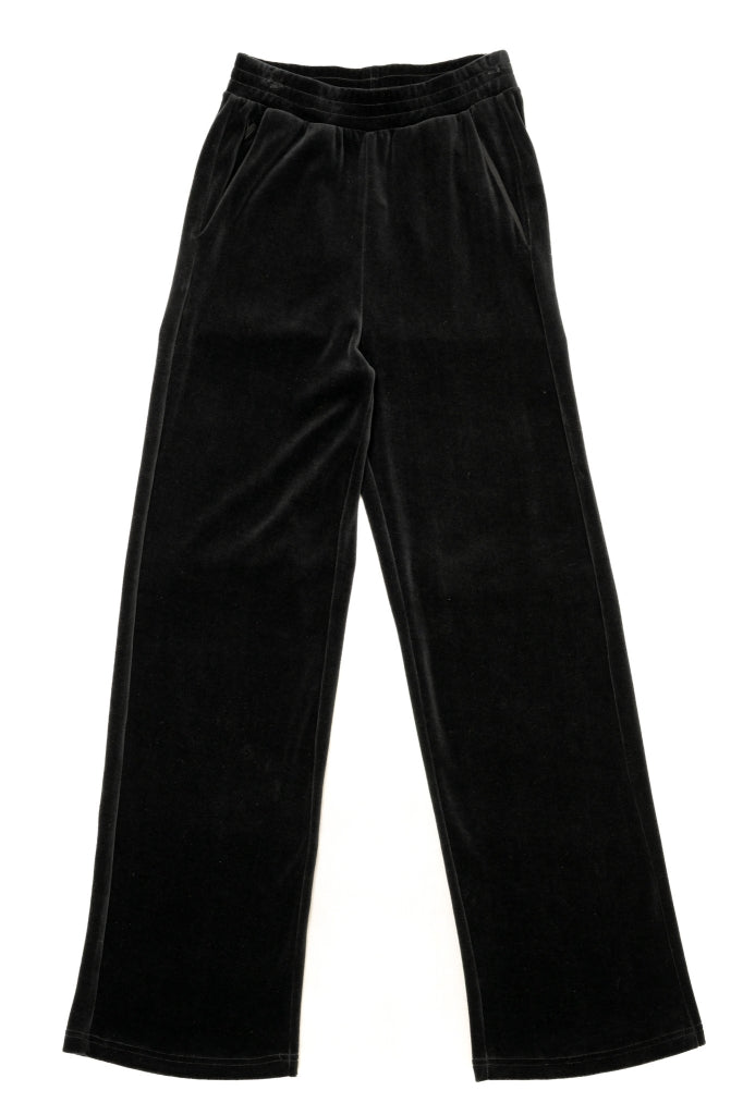 Pantalon JULIETTE noir en velours bio GOTS femme coupe droite large Suny