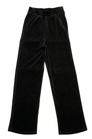 Pantalon JULIETTE noir en velours bio GOTS femme coupe droite large Suny
