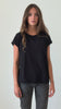 Tee shirt femme manche courte rock court et ample en coton bio GOTS éco responsable sans couture oversize col rond noir, charbon