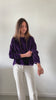 pull femme court et oversize manche longue col rond velours bio confortable violet