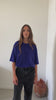 Tee-shirt HERMINE en velours de coton bio bleu outremer – coupe oversize et douce