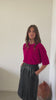 Tee-shirt HERMINE en velours rose fuchsia – coton bio GOTS, coupe oversize