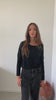 Tee-shirt oversize EXTRA SUNY col rond noir manches longues et resserrée en coton bio GOTS