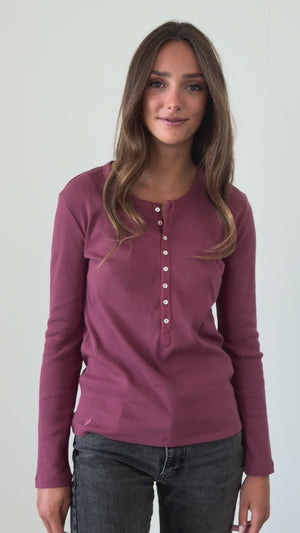 Tee-shirt tunisien SUNY en coton bio couleur lie de vin