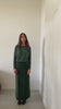Jupe Gilda en velours bio vert d’hiver – coupe droite et fente côté, look élégant et éco-responsable