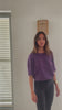 Tee shirt femme manche tombante au coude ample et oversize, en lin et coton upcyclé, col arrondi et évasé violet mauve