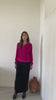 jupe GILDA noire en velours bio certifié GOTS – fente côté et coupe droite avec le blouson en velours bio suny