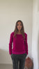 Pull Georgia en velours bio rose fuchsia – col danseuse, coupe féminine et confortable