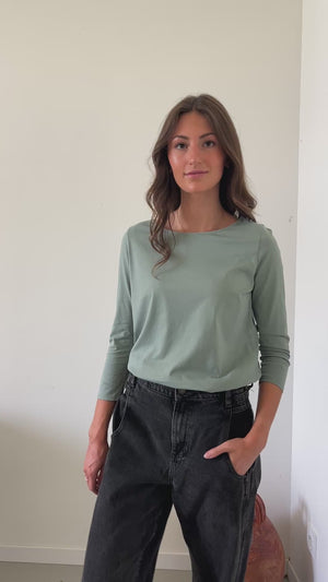 Tee shirt en coton bio DANCING SUNY vert sauge
