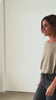 Tee-shirt CHIC SUNY taupe en coton bio et lin certifiés GOTS, coupe oversize manches mi-longues - Suny
