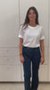 tee shirt femme en coton bio col rond manche au coude blanc