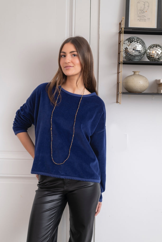 Pull à mancherons lacés iviera Maille de coton à motif D-Stripes