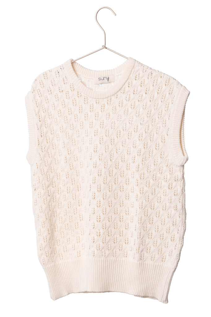 Pull sans manches Ingrid écru caresse en coton biologique Suny