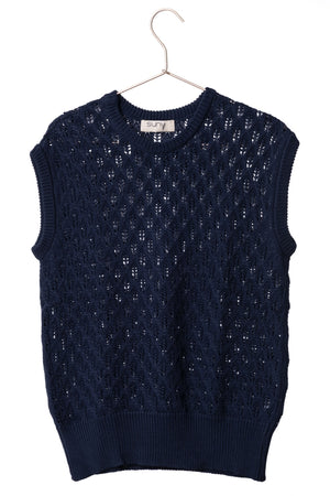 Pull sans manches Ingrid marine foncé en coton biologique Suny