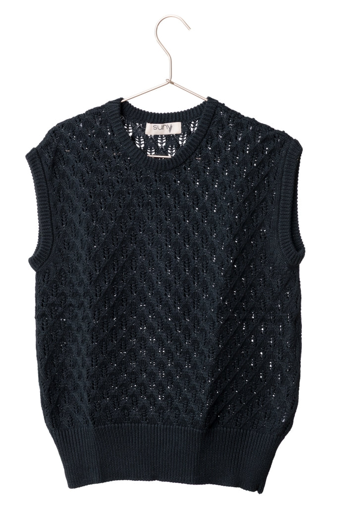 Pull sans manches Ingrid noir graphite en coton biologique Suny