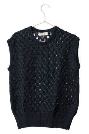 Pull sans manches Ingrid noir graphite en coton biologique Suny