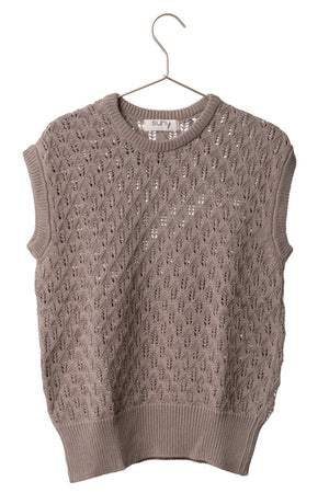Pull sans manches Ingrid taupe en coton biologique Suny