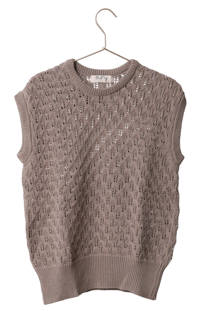 Pull sans manches Ingrid taupe en coton biologique Suny