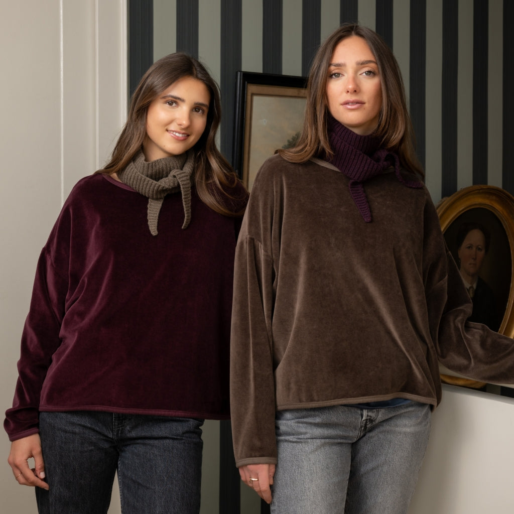 Pull Elsa femme en velours bio GOTS, coupe oversize et col rond Suny