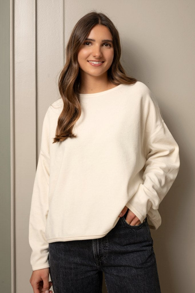 pull suny oversize en velours bio ELSA couleur écru