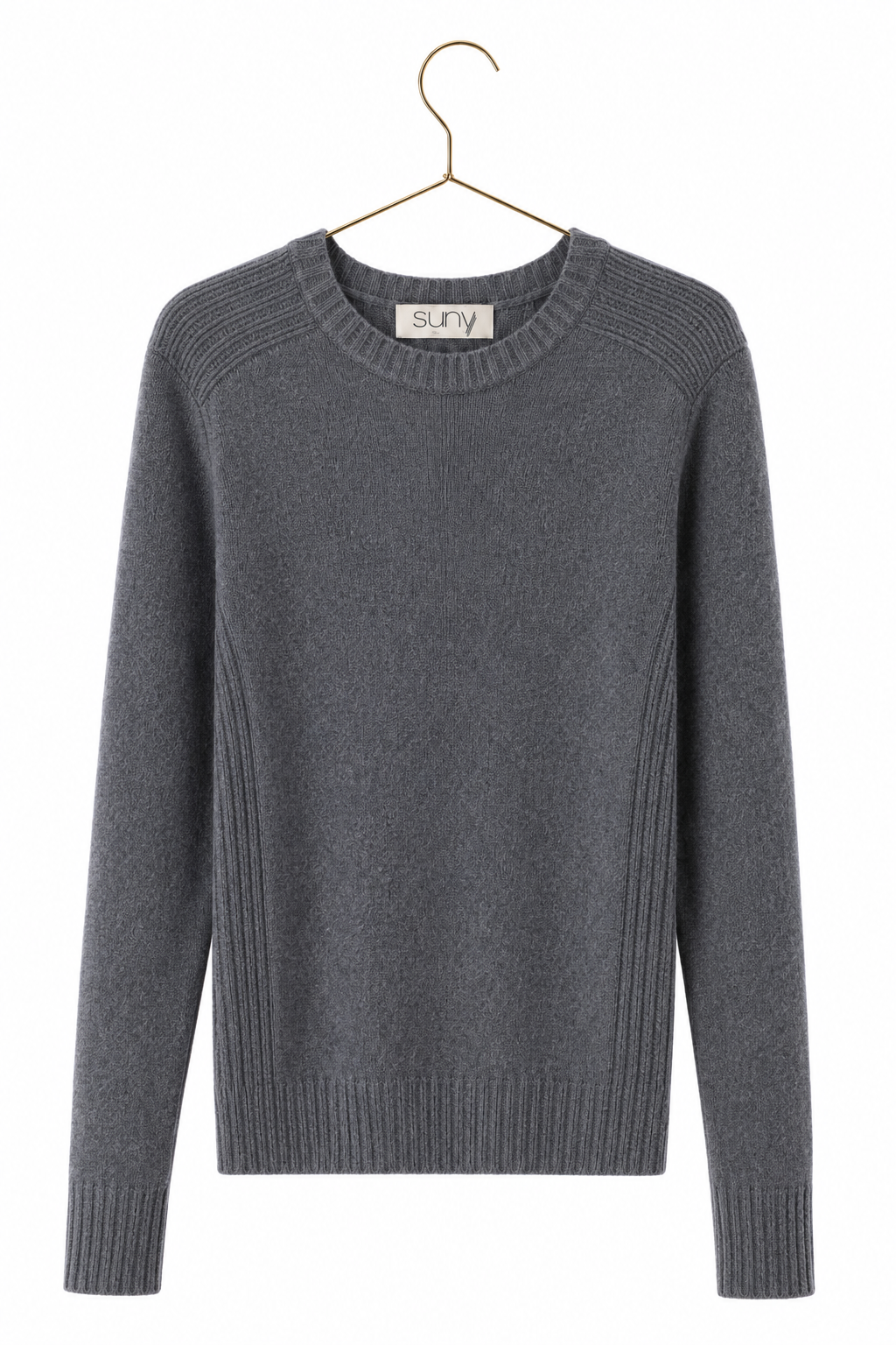 Pull JANE anthracite femme en laine italienne upcyclée porté  Suny