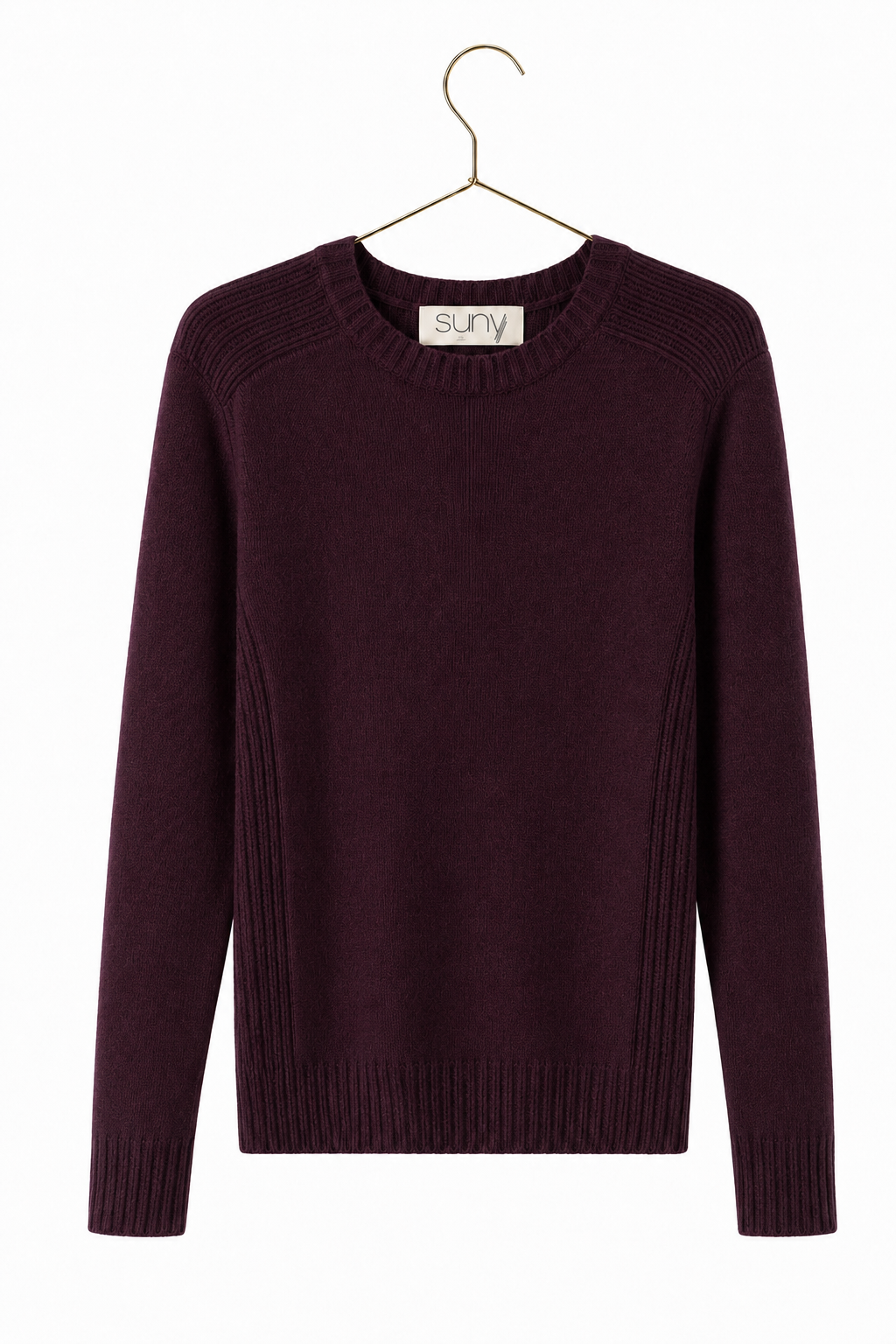 Pull JANE bordeaux femme en laine italienne upcyclée coupe droite ajustée Suny