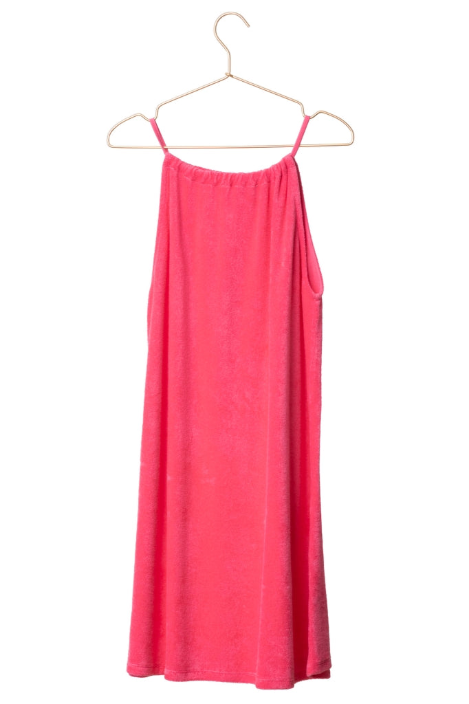 Détail de l’éponge bouclette douce et souple de la robe Imelda pink Suny