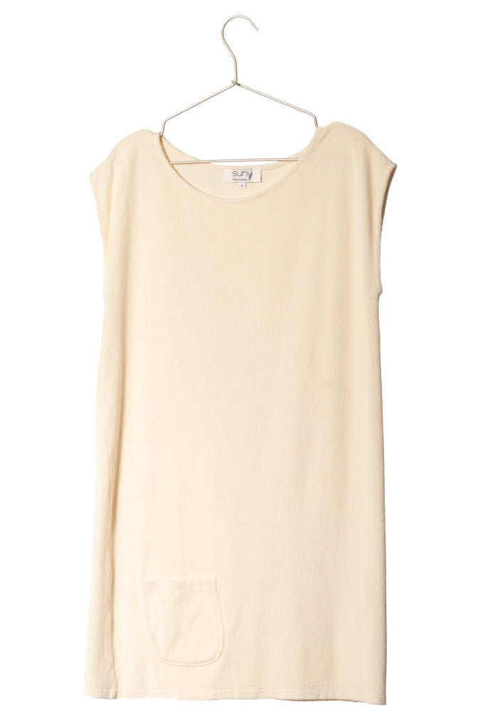 robe courte plage éponge bouclette bio manche courte col évasé