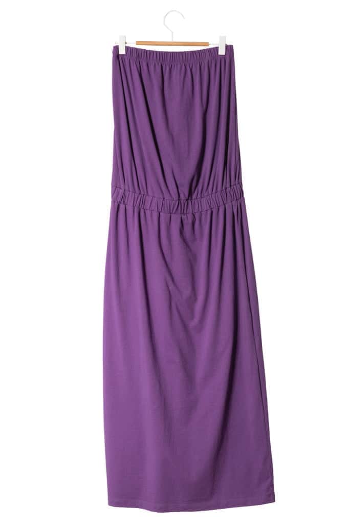 robe longue bustier en coton bio robe de plage violette