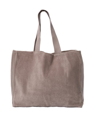 Sac de plage femme Gaële taupe Suny, anses longues, grand format 45x32x18 cm, coton bio GOTS