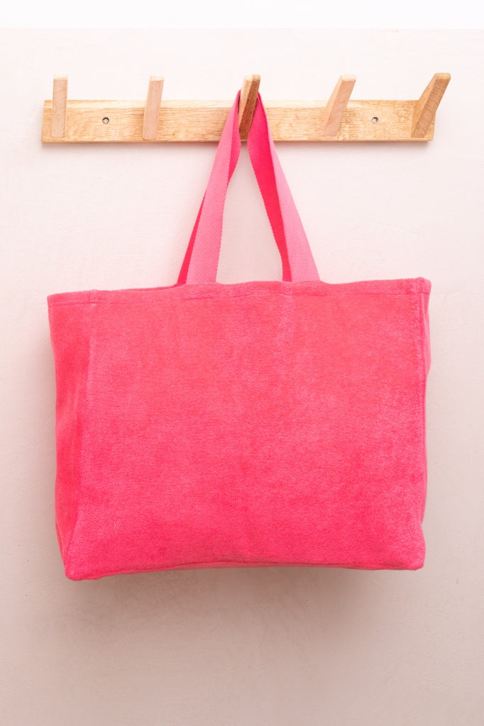 Sac cabas Gaële pink Suny en éponge bouclette coton bio certifié GOTS, grand sac tote femme