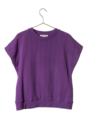 sweat shirt manche courte effet épaulette coton bio suny violet
