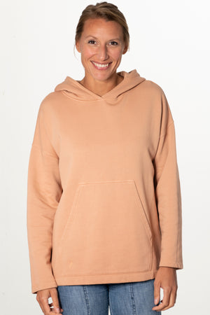 Sweat capuche femme coton bio certifié GOTS hoodie en molleton bio oversize vareuse rose des sables, rose doux, rose corail, rose brun, rose orange, vieux rose, rose ancien, rose beige, rose caramel