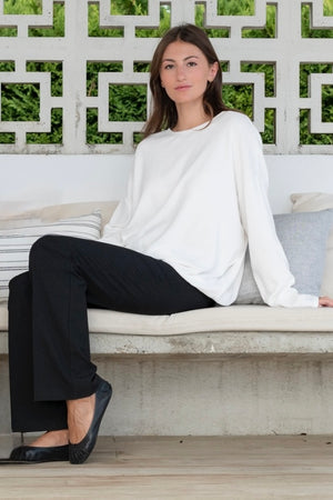 Pull Elsa blanc laitage Suny, sweat chic et confortable en coton bio, facile à porter au quotidien