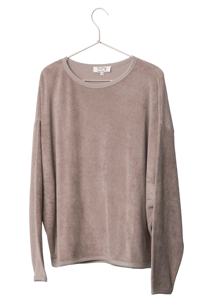 Pull femme Elsa taupe sweat oversize chic en coton biologique certifié GOTS