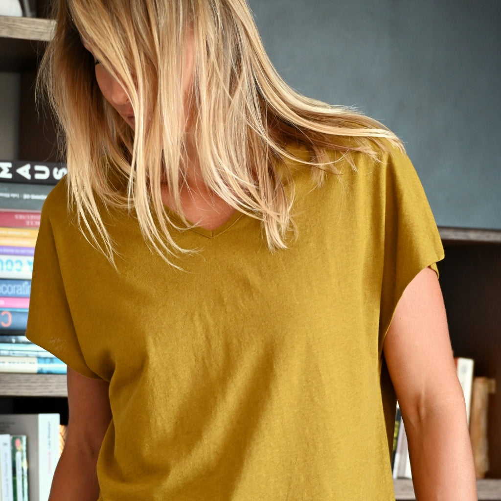 tee shirt oversize en matière upcyclées lin et coton