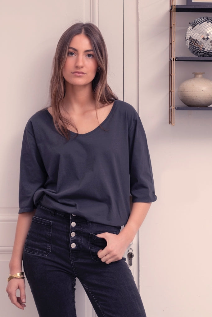 T shirt noir basic femme discount