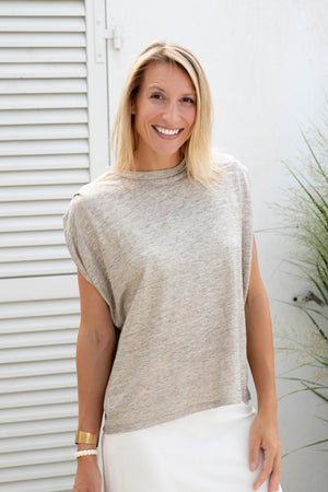 tee shirt chic lamée or en lin upcylcé oversize