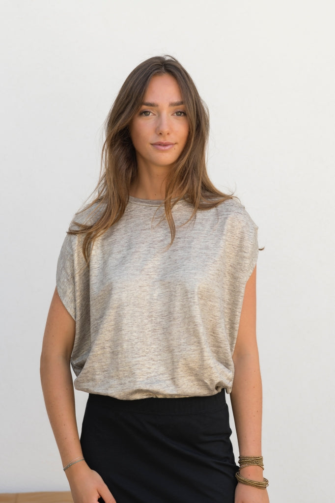 tee shirt chic lamée or en lin upcylcé oversize