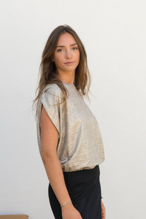 tee shirt chic lamée or en lin upcylcé oversize