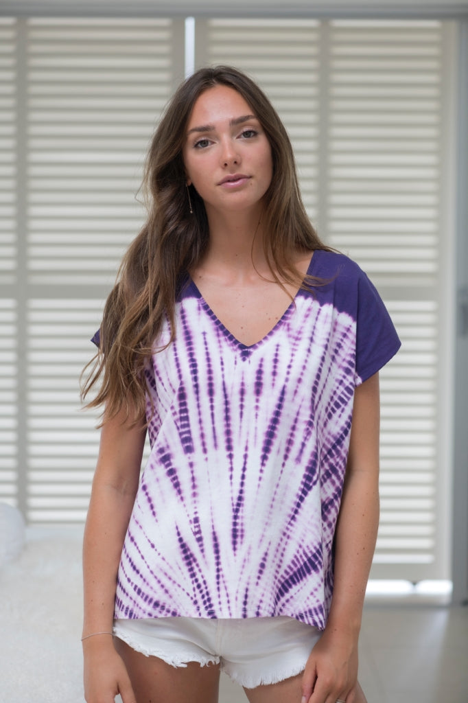 tee shirt rock femme coton bio Tie & Dye violet