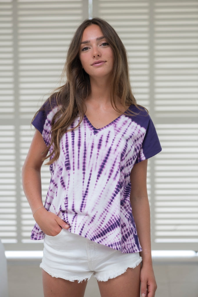 tee shirt rock femme coton bio Tie & Dye violet