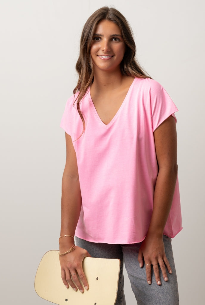 Tee shirt en coton bio ROCKY V SUNY rose malabar