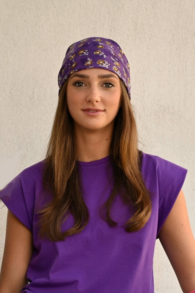 Tee shirt coton bio femme manche courte à épaulettes non rigides violet