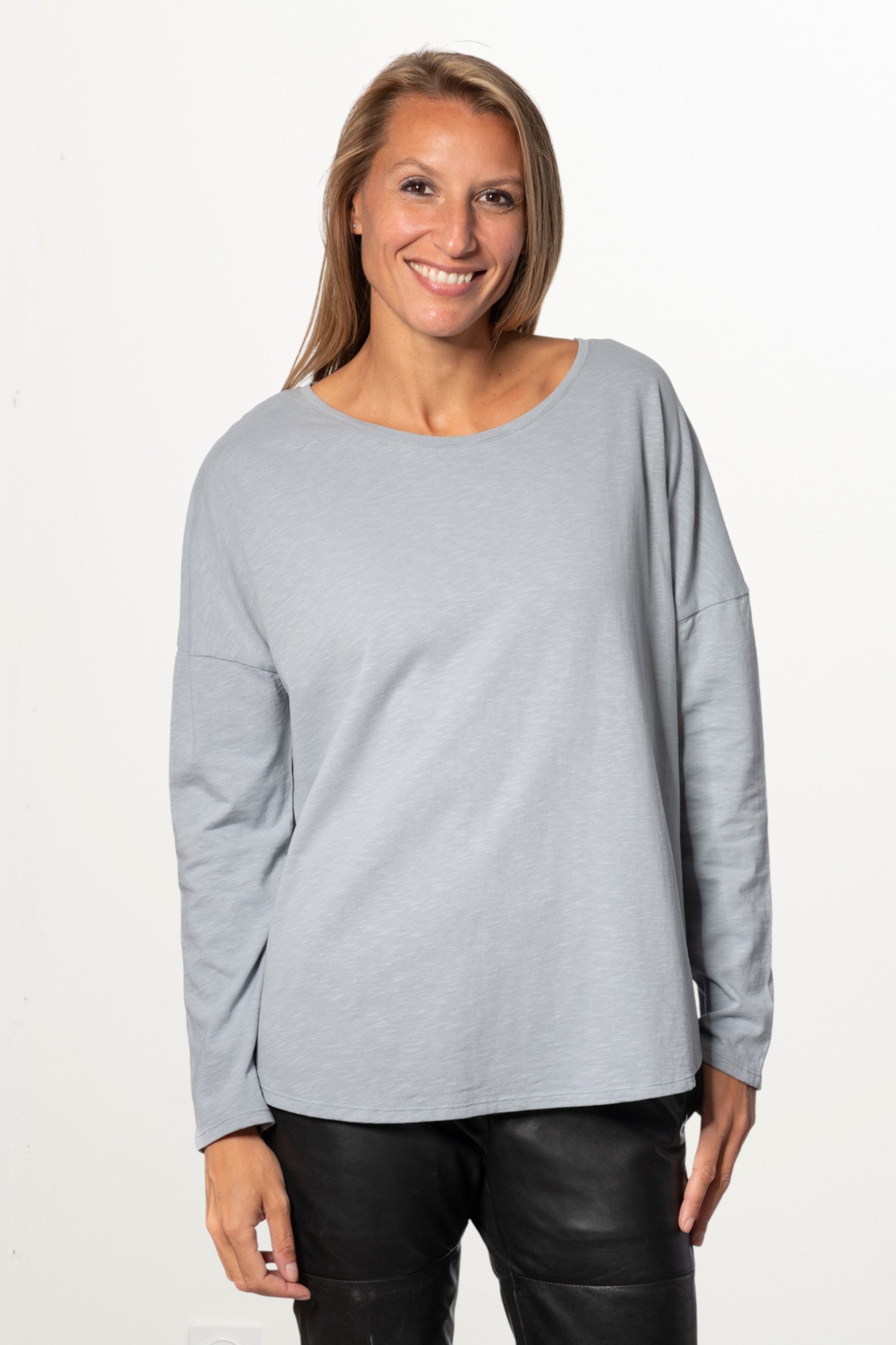 Extra suny doux tee shirt col rond femme écoresponsable label GOTS gris clair