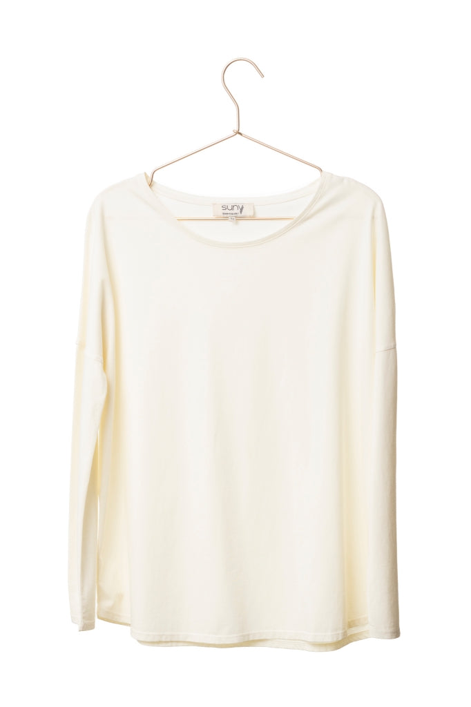 Tee-shirt manches longues Extra Suny en coton bio couleur Beurre frais 