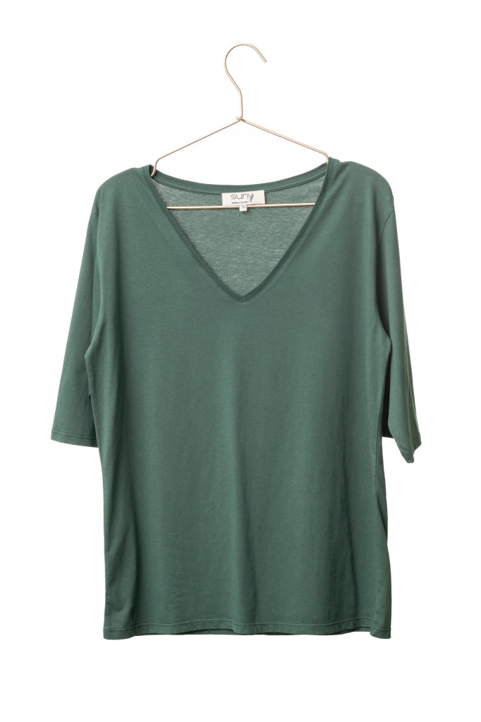 Tee-shirt Flora V vert d’hiver – modèle écoresponsable 100 % coton biologique certifié GOTS