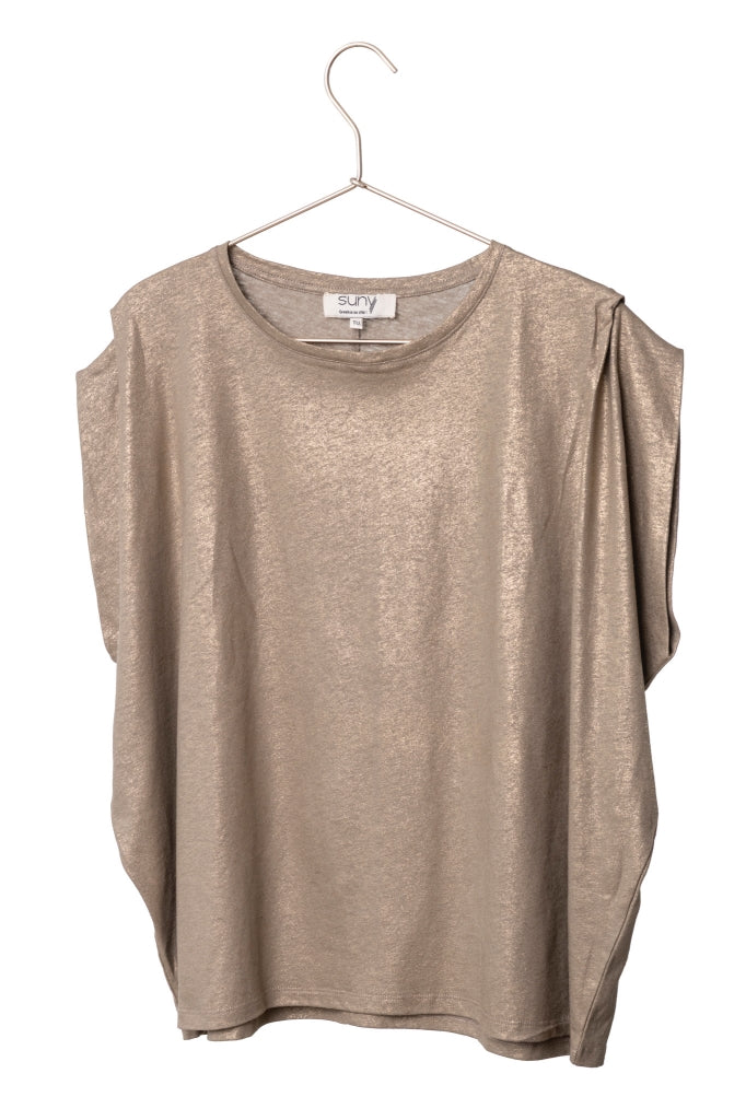 Tee-shirt Grace taupe oversize en coton lin bio Suny